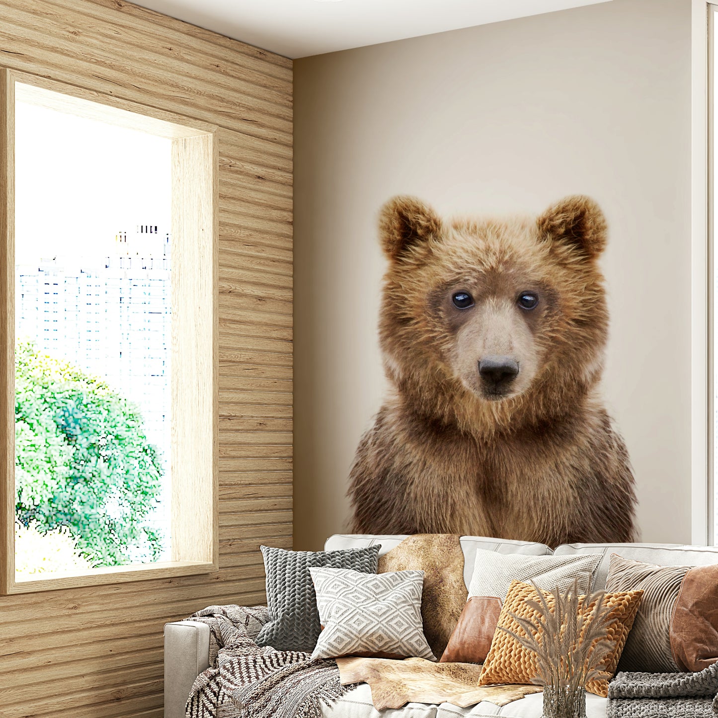 Adorable bear-themed wallpaper for nursery walls

