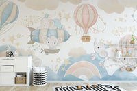 Baby Elephant Sky Adventure Mural for cozy bedrooms