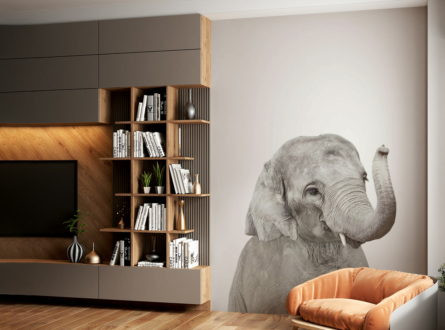 Sleeping baby elephant mural for cozy nurseries