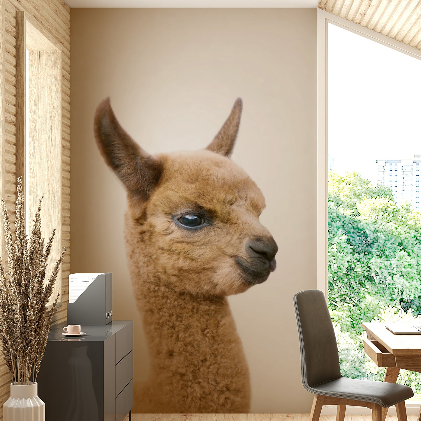 Nursery wall mural with sweet llama characters

