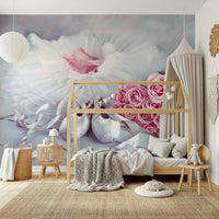 Poetic dance theme, lovely Graceful Ballet Still Life with Roses wallcovering.