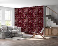 Living room bamboo wallpaper with crimson background design