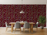 Dining room bamboo wallpaper with vertical stem design