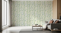 Green bamboo wallpaper fits a entryway with gentle color contrast