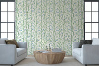 Bamboo wallpaper brings a neat natural look to a hallway wall