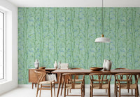Delicate bamboo wallpaper with light green stems and leafy branches