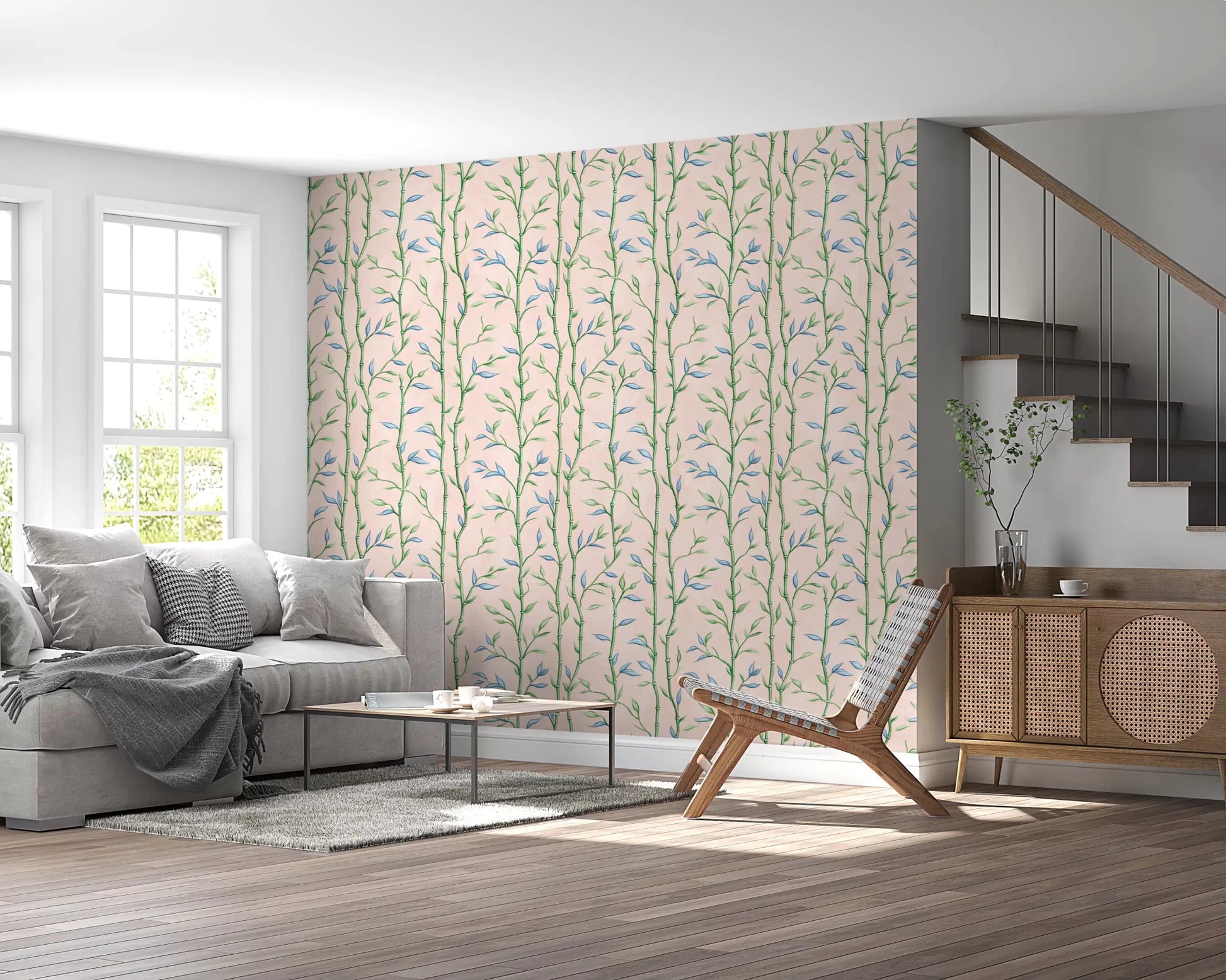 Refreshing bamboo design in soft pink tones, ideal for creating a serene living space.