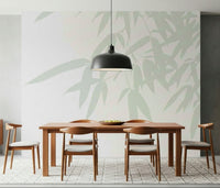 Minimalist bamboo leaf silhouettes creating a calming botanical wallpaper design.