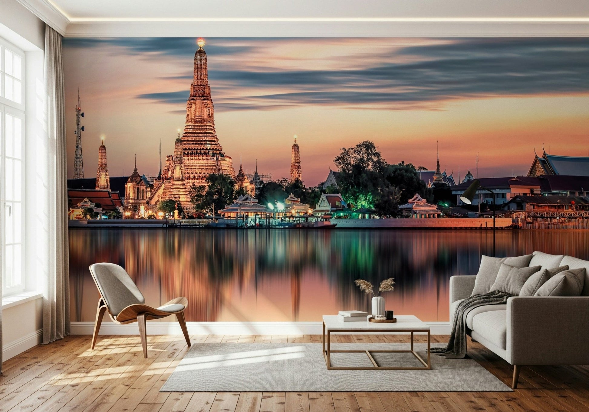 Beautiful Bangkok Dawn Reflection wallpaper majestic architecture.