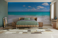 The mural has a soft, graceful feel.

