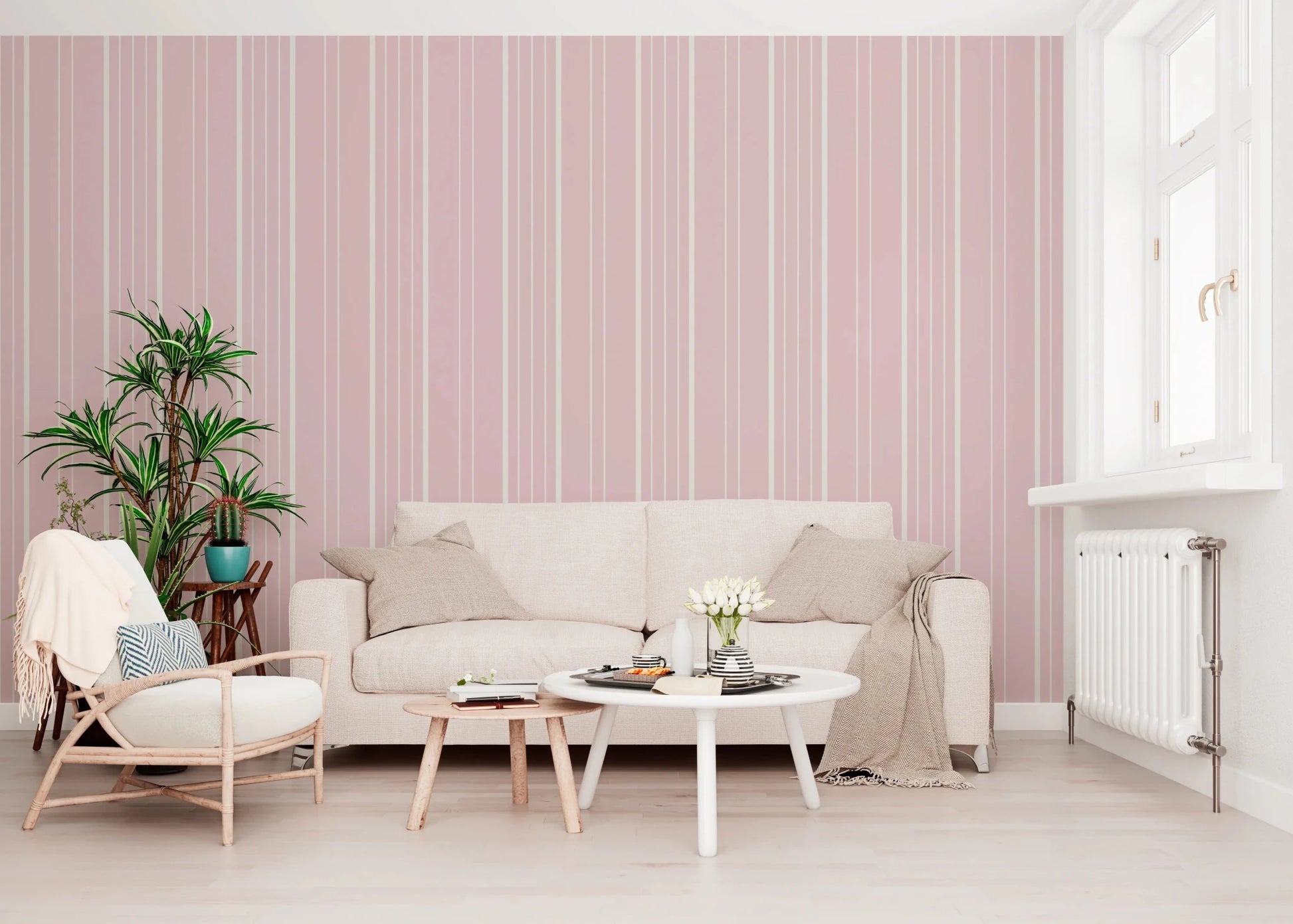 Barely Blush Stripes Wallpaper⁠