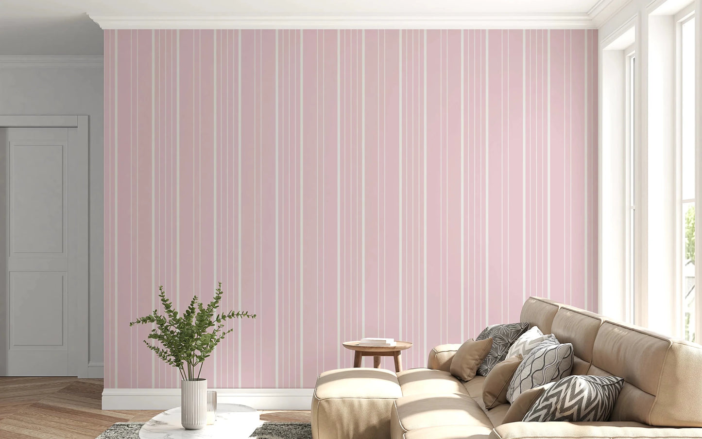 Barely Blush Stripes Wallpaper⁠