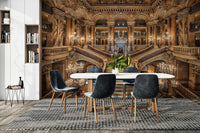 An artistic ornate style mural on luxury wallpaper.

