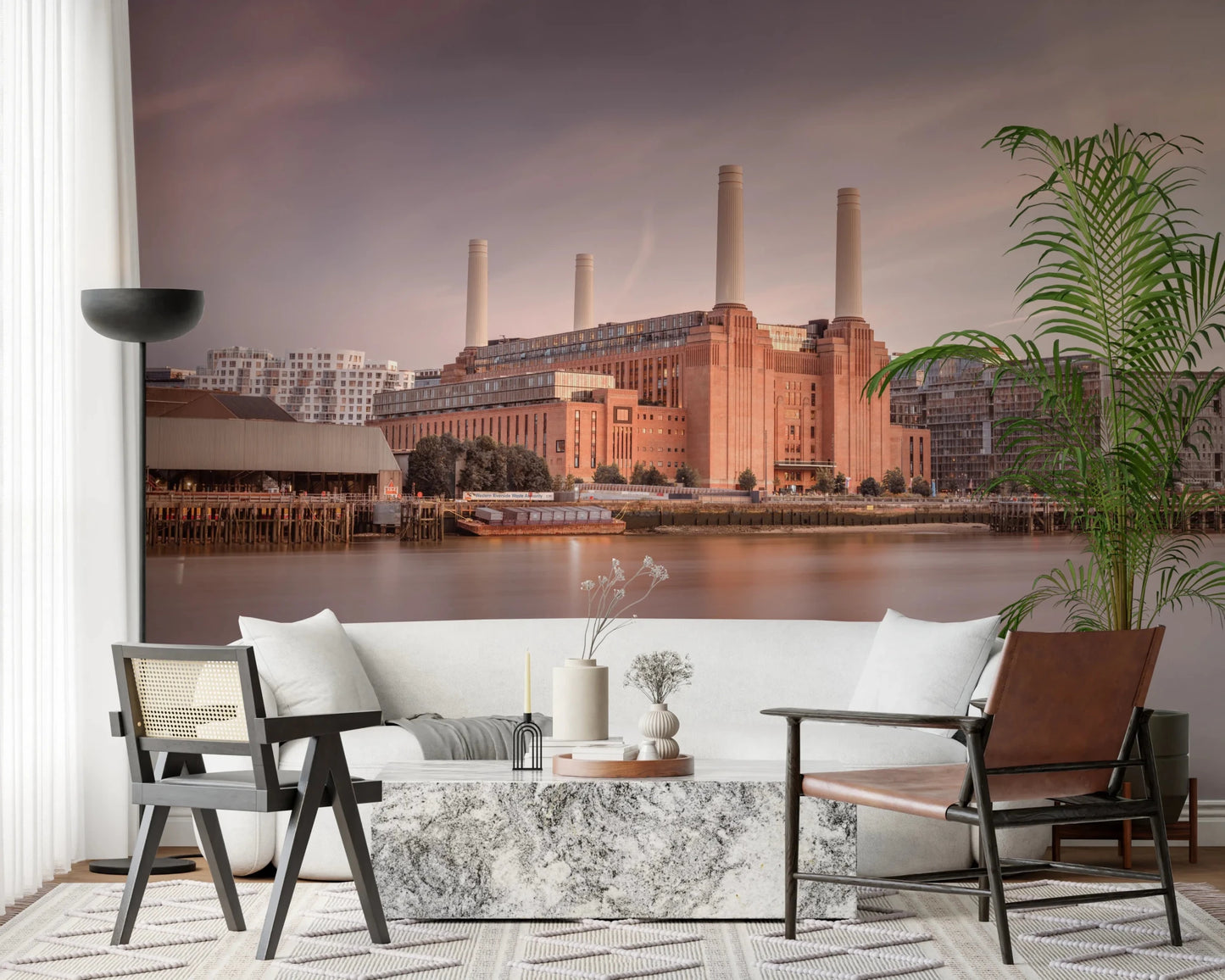 Modern office area industrial wall mural of the famous Battersea Power Station.
