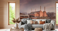 Architectural view of the Battersea Power Station wall mural design.