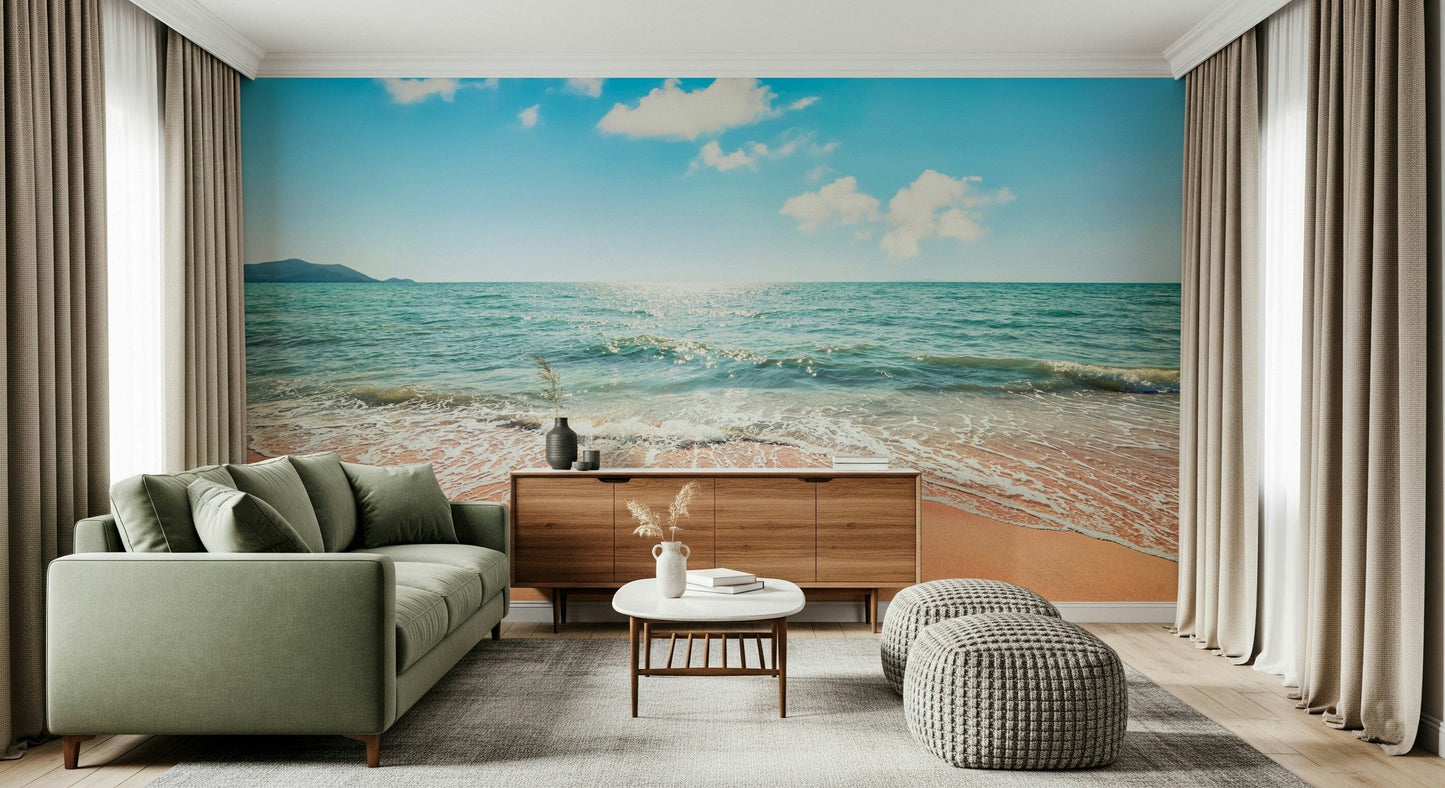 Beautiful Serene, pristine beach wallpaper for walls ocean landscape.