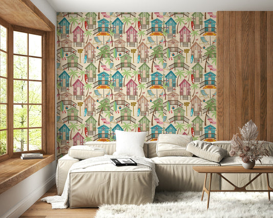 Beach Huts Bliss Wallpaper⁠