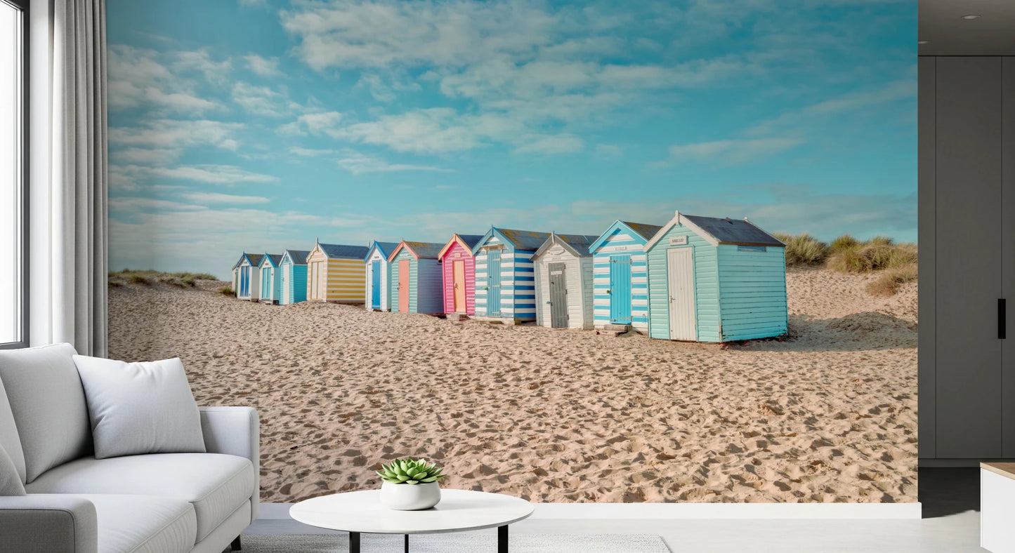 Coastal beach theme wall mural with high quality seaside imagery.