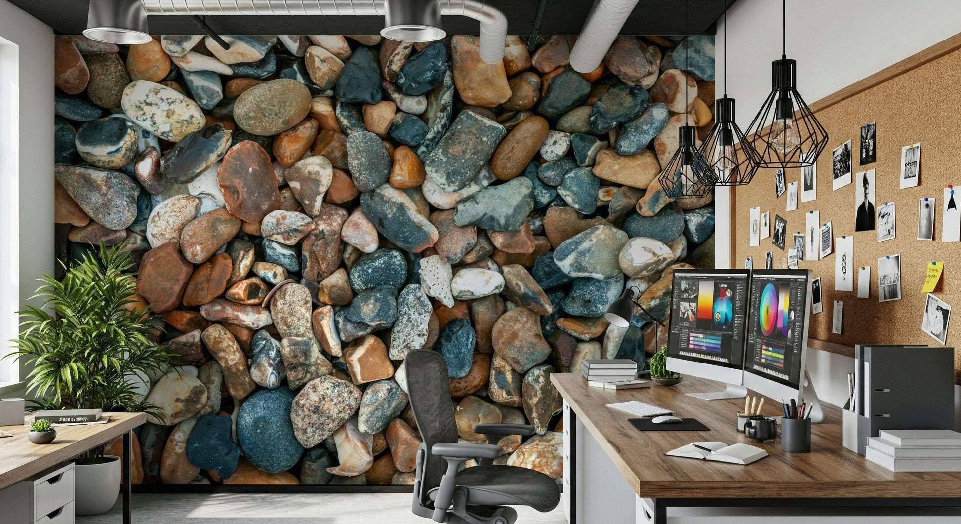 Seaside Beach Pebbles neutral color wall sticker.