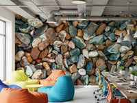 Close up pebble texture wall mural surface