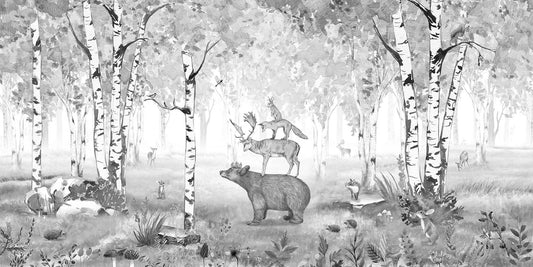 Bear King Grey Wallpaper Mural