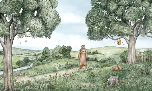 Bear and Bees Wallpaper Mural