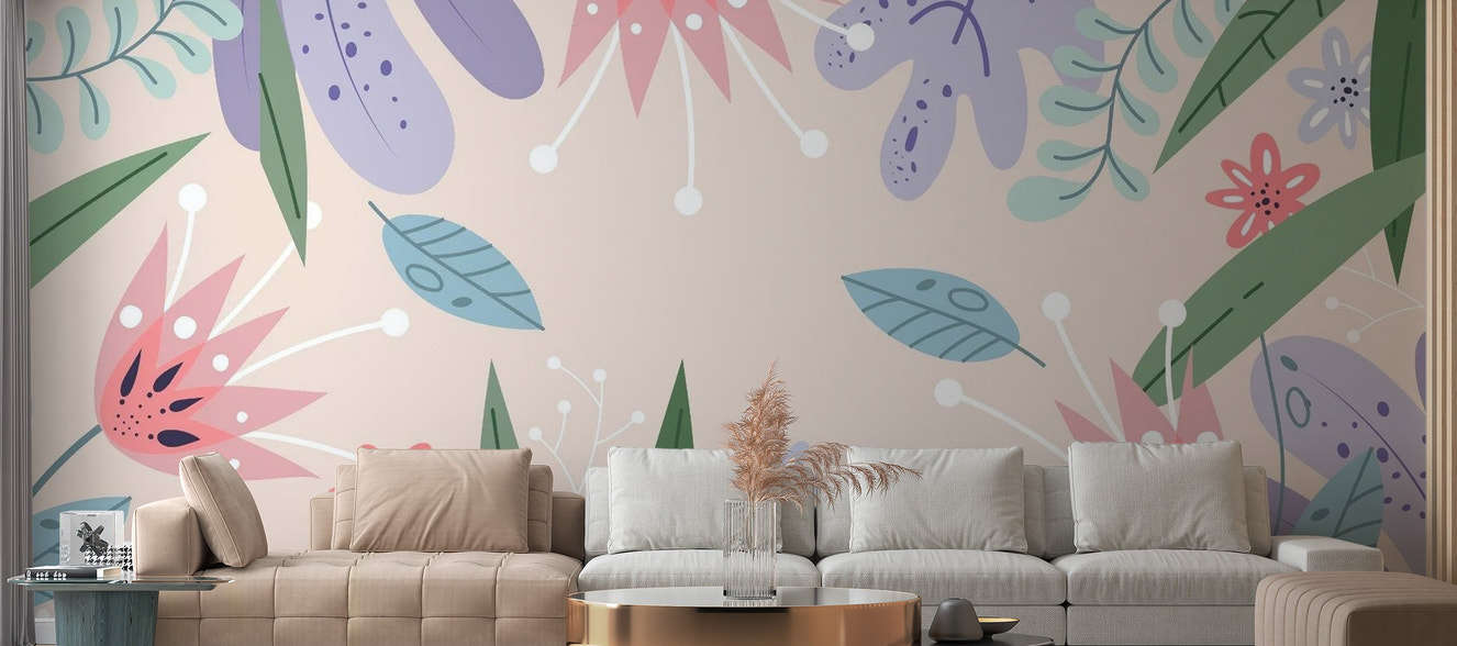 Abstract Leaves Flowers Wallpaper Murals - Giffywalls