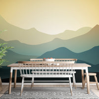 Vibrant green mountain wallpaper mural decor