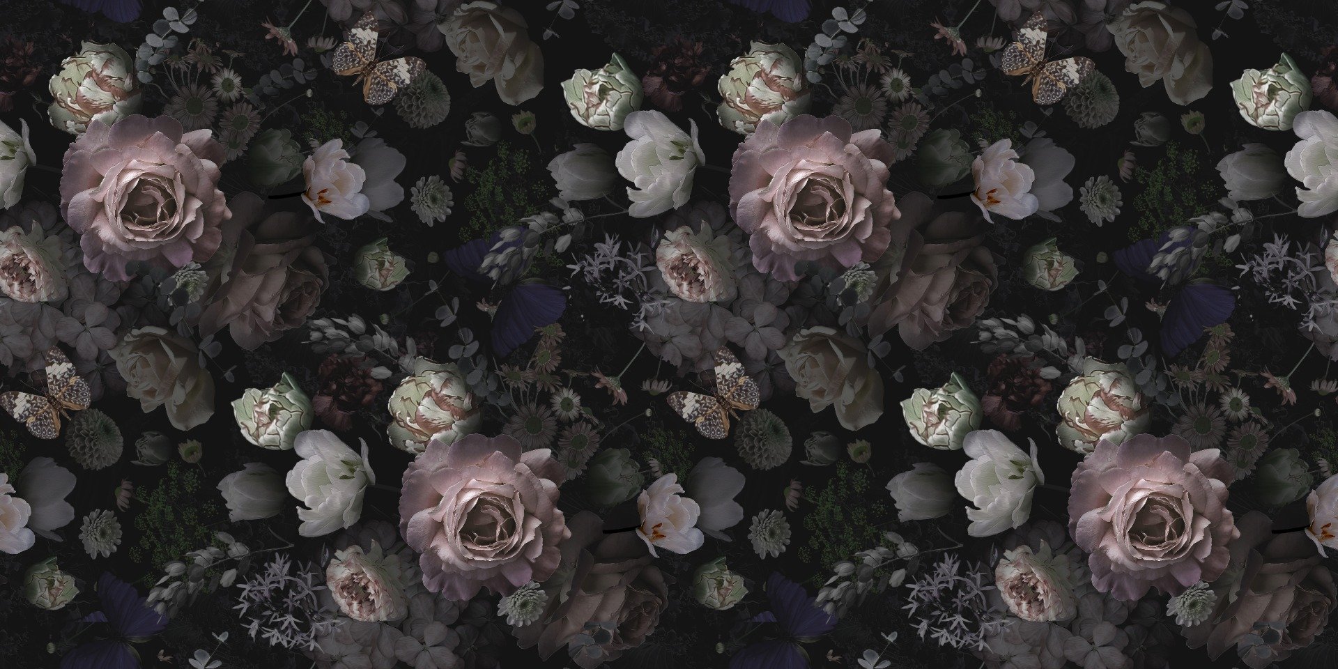 Carta da parati di fiori scuri - rose e fiori selvatici