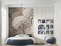 Minimalist dahlia wallpaper for walls named Beige Blooms.