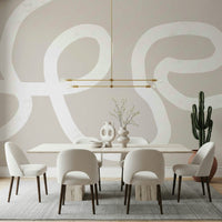 A beautiful modern art wall mural of delicate lines.