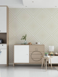 Minimalist Beige Chevron repeating pattern, serene home covering.