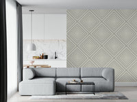 Simple geometric wall covering, beige line pattern, sophisticated texture effect.