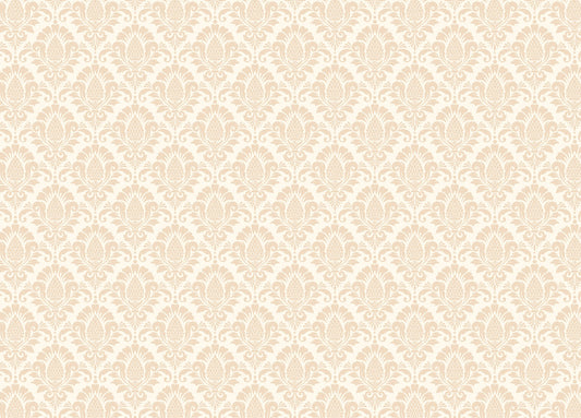ベージュの壁紙の芸術的なダマスクパターン