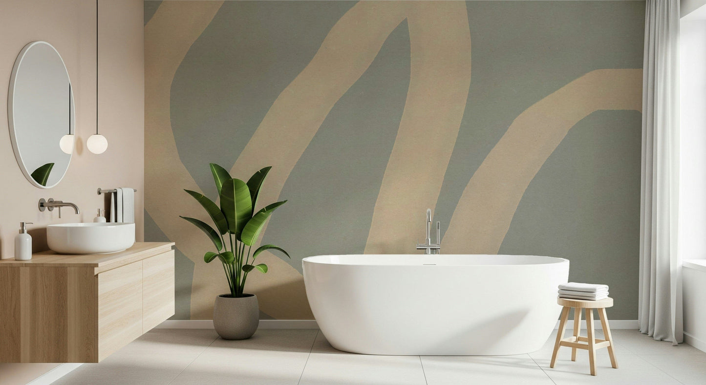 An artistic minimalist form mural for home decor.