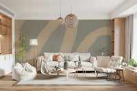 A beautiful modern art wall mural for a living room.
