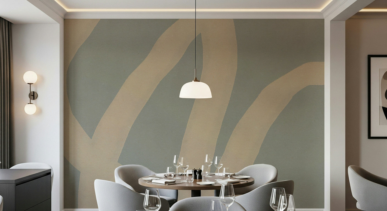 A beautiful minimalist abstract wallpaper mural with subtle, curved lines.