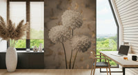 Beige Blooms peel and stick wallpaper offers serene floral patterns.