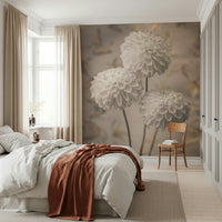 Pale cream dahlia mural Beige Blooms for chic interiors.
