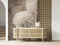 Neutral floral wall mural Beige Blooms with ivory petals.