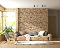 Cream colored blossom wall mural, Neutral Floral Haze, rustic chic design feature.