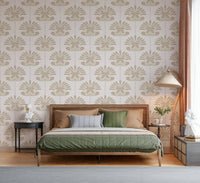 Balanced Floral Design Wall Mural – Elegant, symmetrical floral wallpaper combining soft tones and geometric alignment.