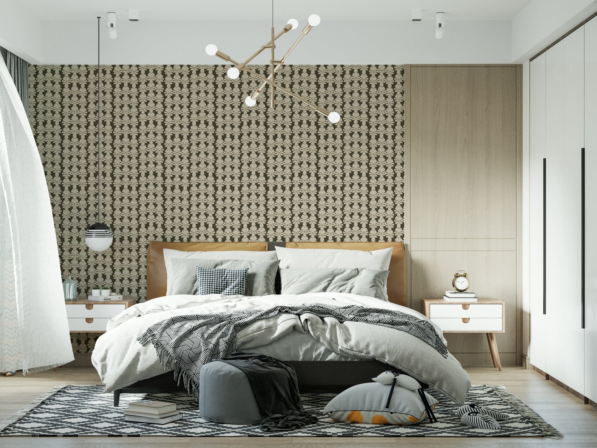 Timeless Florals design, sophisticated repeating flower mural.