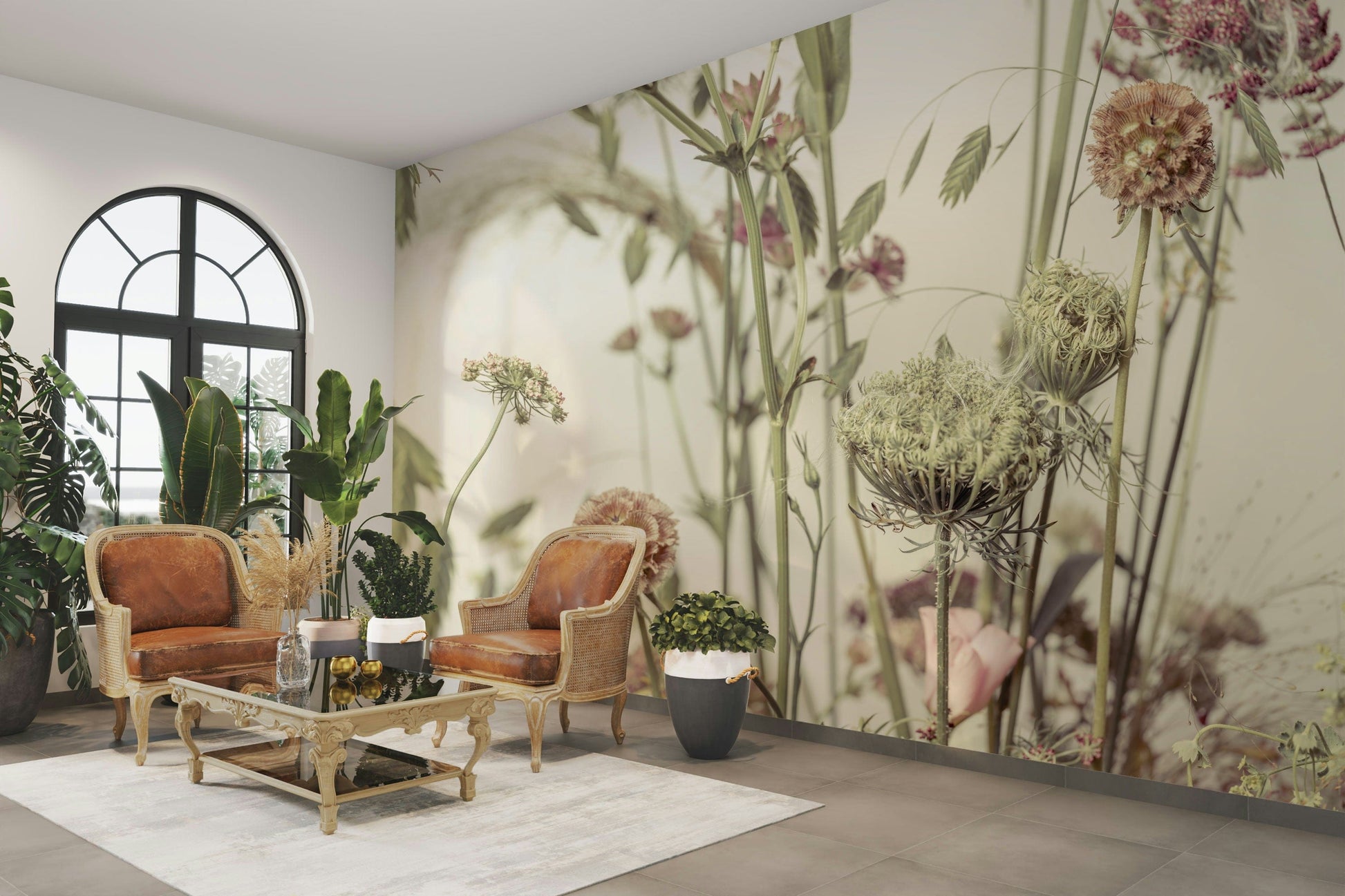 An artistic nature inspired mural for home decor.

