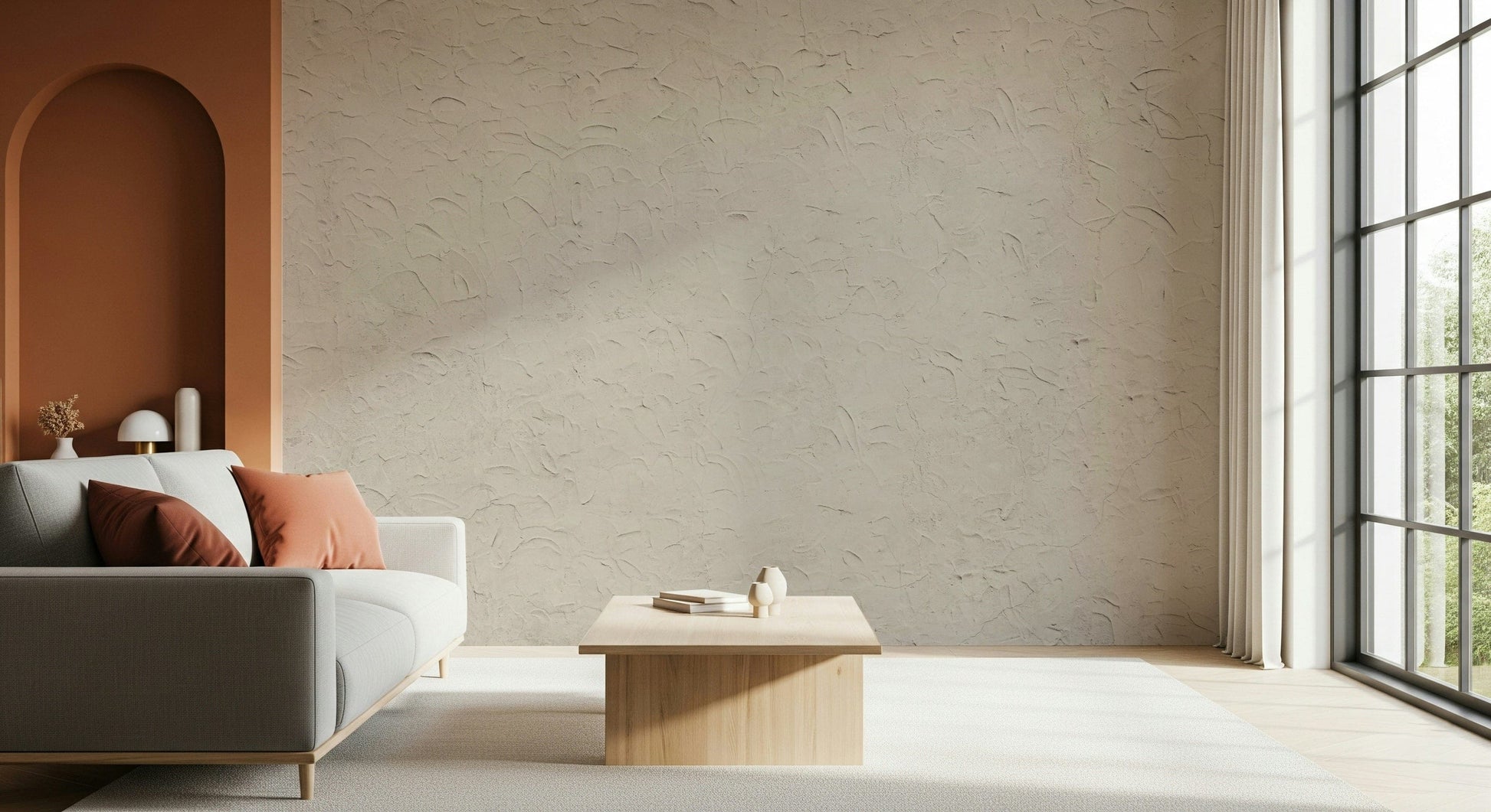Elegant beige plastered mural for a modern interior look