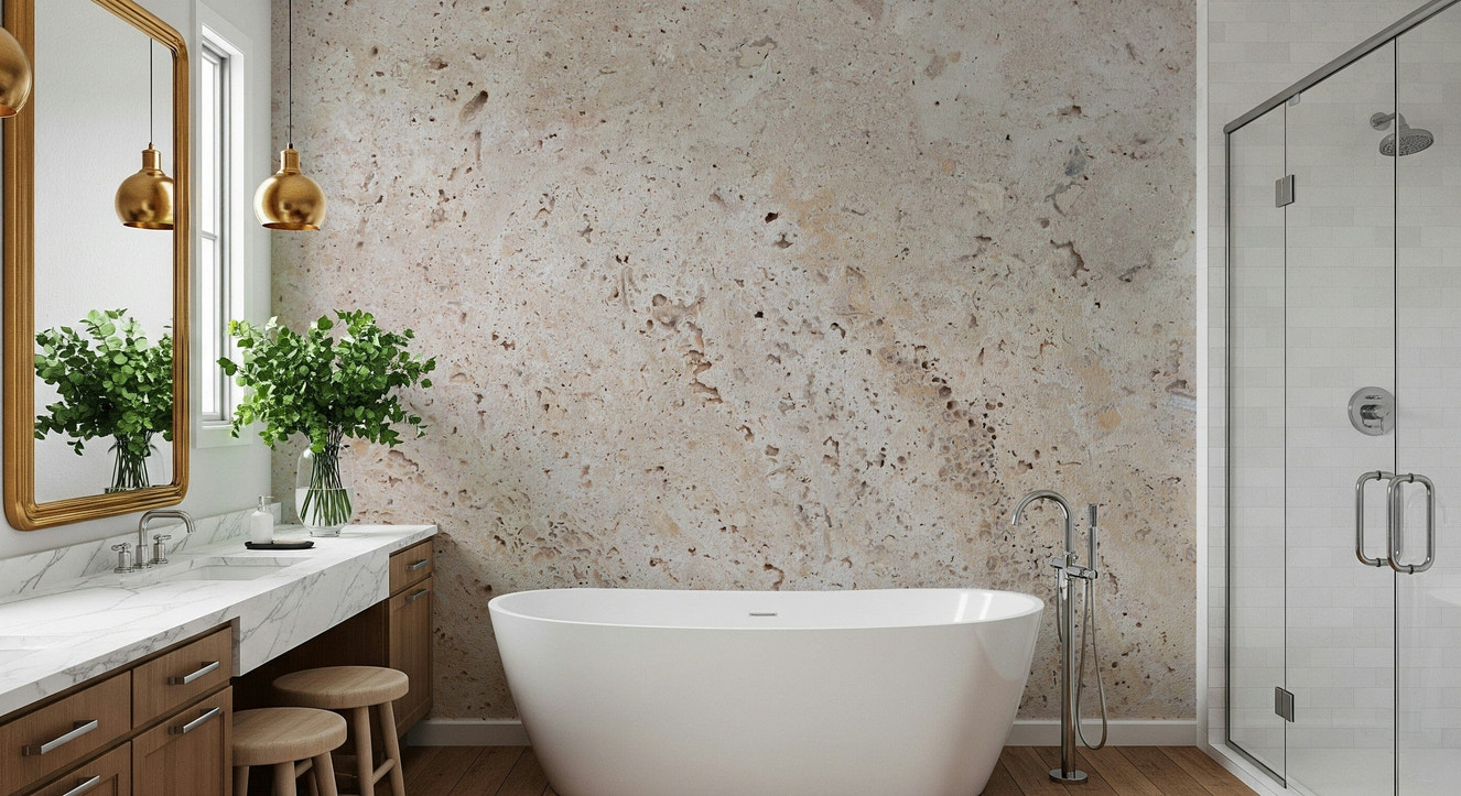 Subtle Beige Stone Wall Mural featuring light natural stone textures in soft neutral tones for calming interiors.