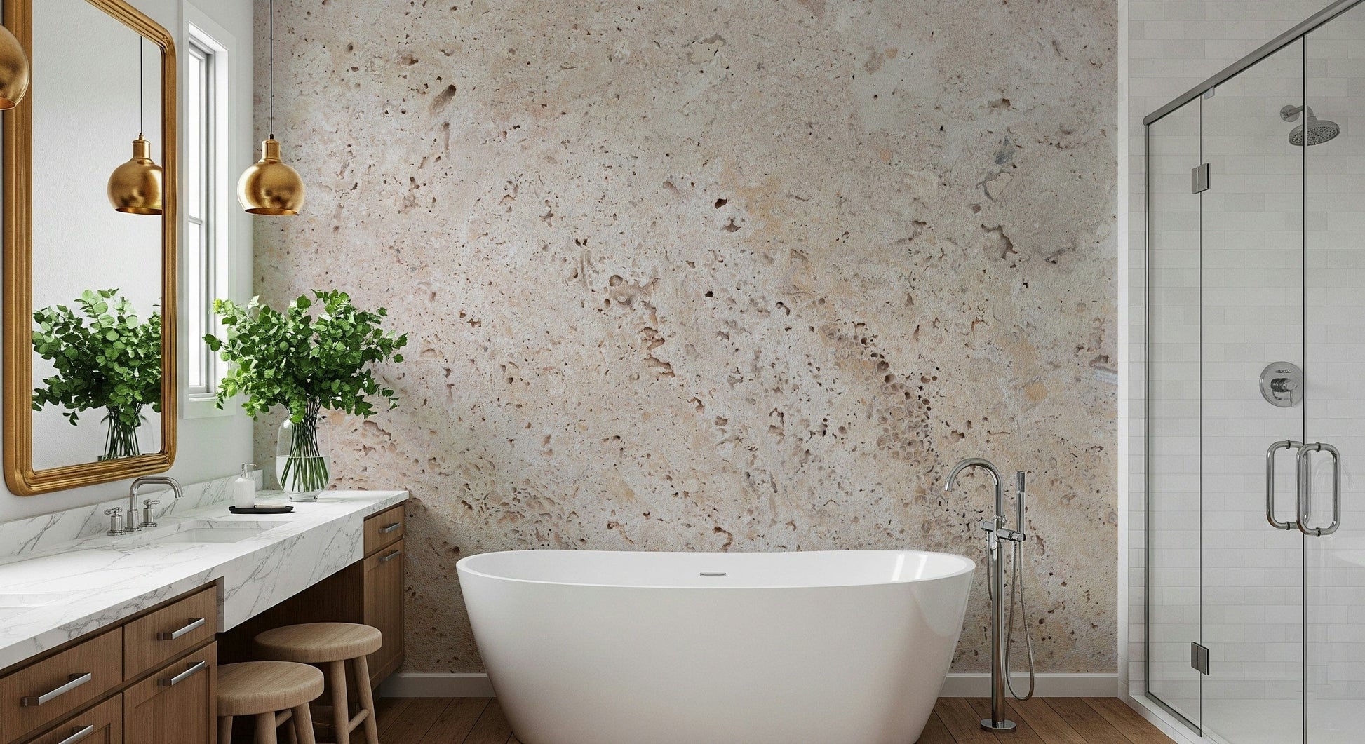 Subtle Beige Stone Wall Mural featuring light natural stone textures in soft neutral tones for calming interiors.