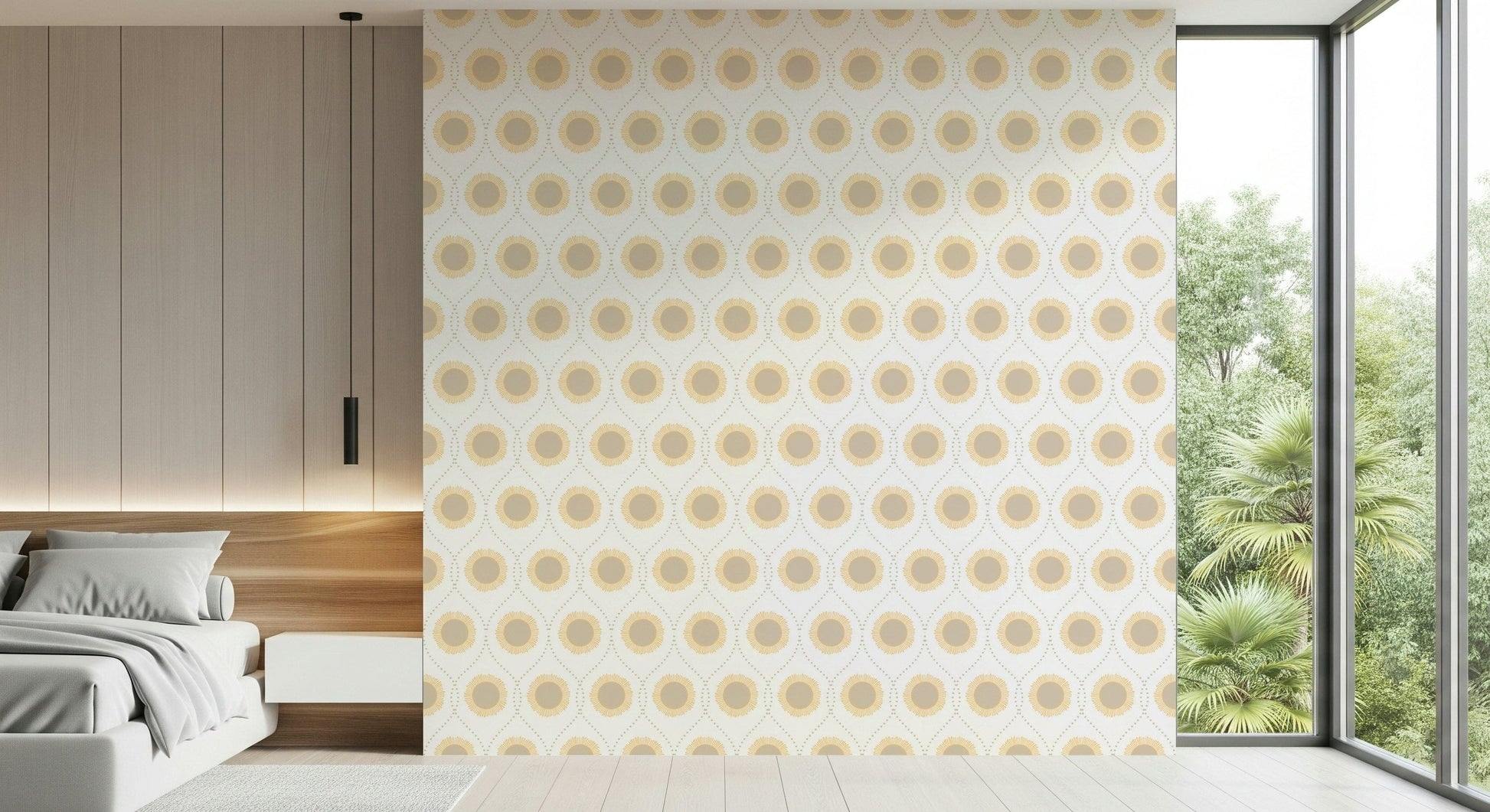Stylish sun-like image wallpaper Contemporary Radiant Sunburst.