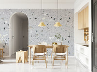 Light-toned Terrazzo pattern wall mural for minimalist design.