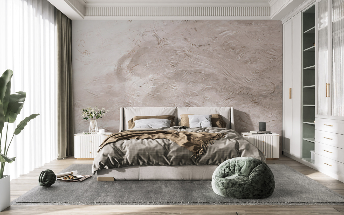 Beige textured swirl wallpaper design
